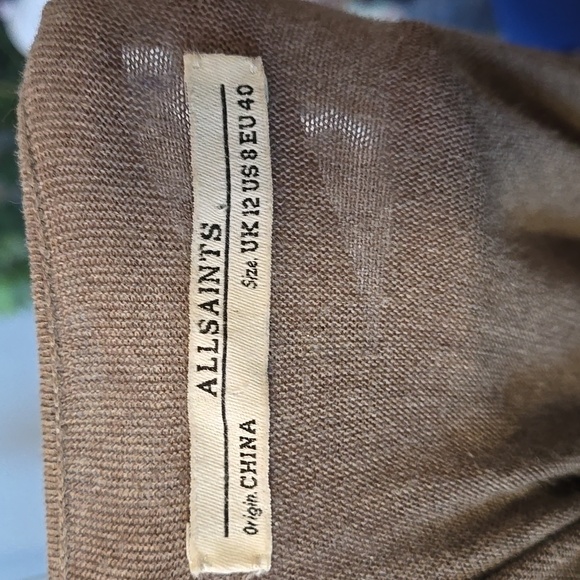 ALLSAINTS Mocha Brown ITAT Shrug Twist Front Long Sleeve Sweater Sz 8 - Picture 12 of 14